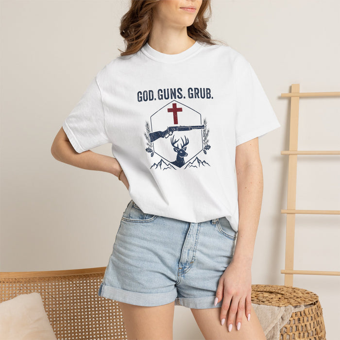 Snuff Cup Apparel | God. Guns. Grub. Graphic T-Shirt, Christian Hunting Tee