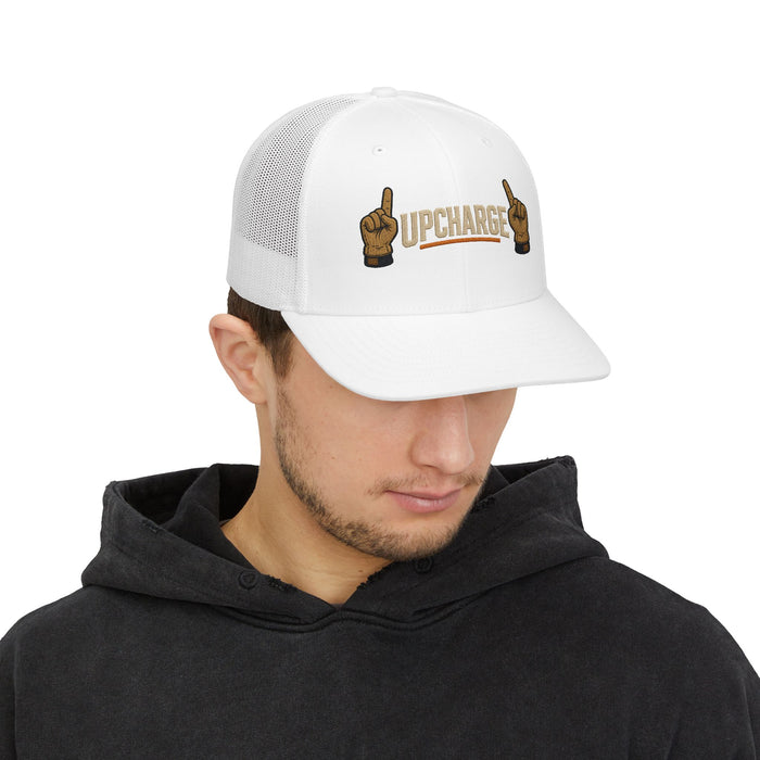 Upcharge Snapback Trucker Cap — Retro Pointing Hands Design