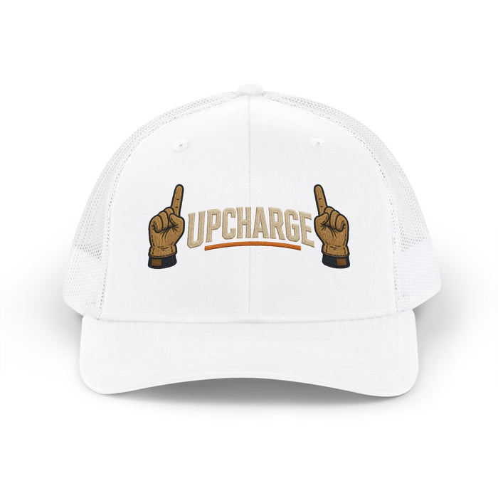 Upcharge Snapback Trucker Cap — Retro Pointing Hands Design