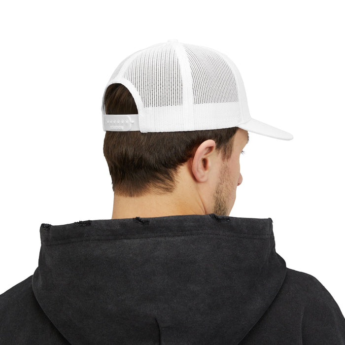 Upcharge Snapback Trucker Cap — Retro Pointing Hands Design