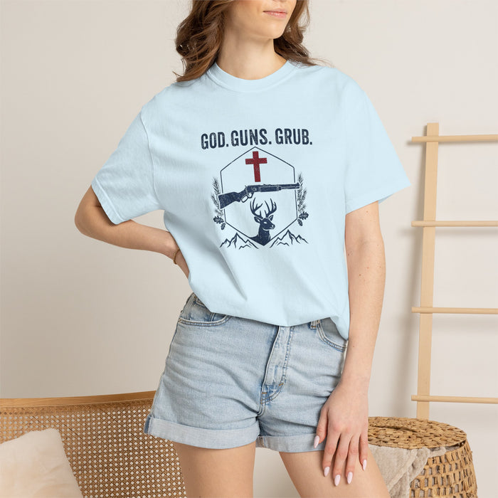 Snuff Cup Apparel | God. Guns. Grub. Graphic T-Shirt, Christian Hunting Tee