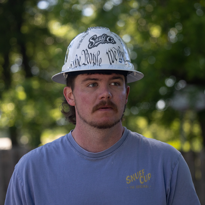 Custom Blue Collar Hard Hat by Snuff Cup